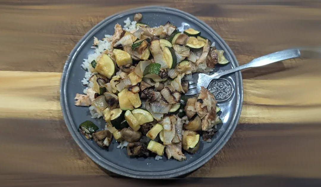 Air fried salmon hibachi
